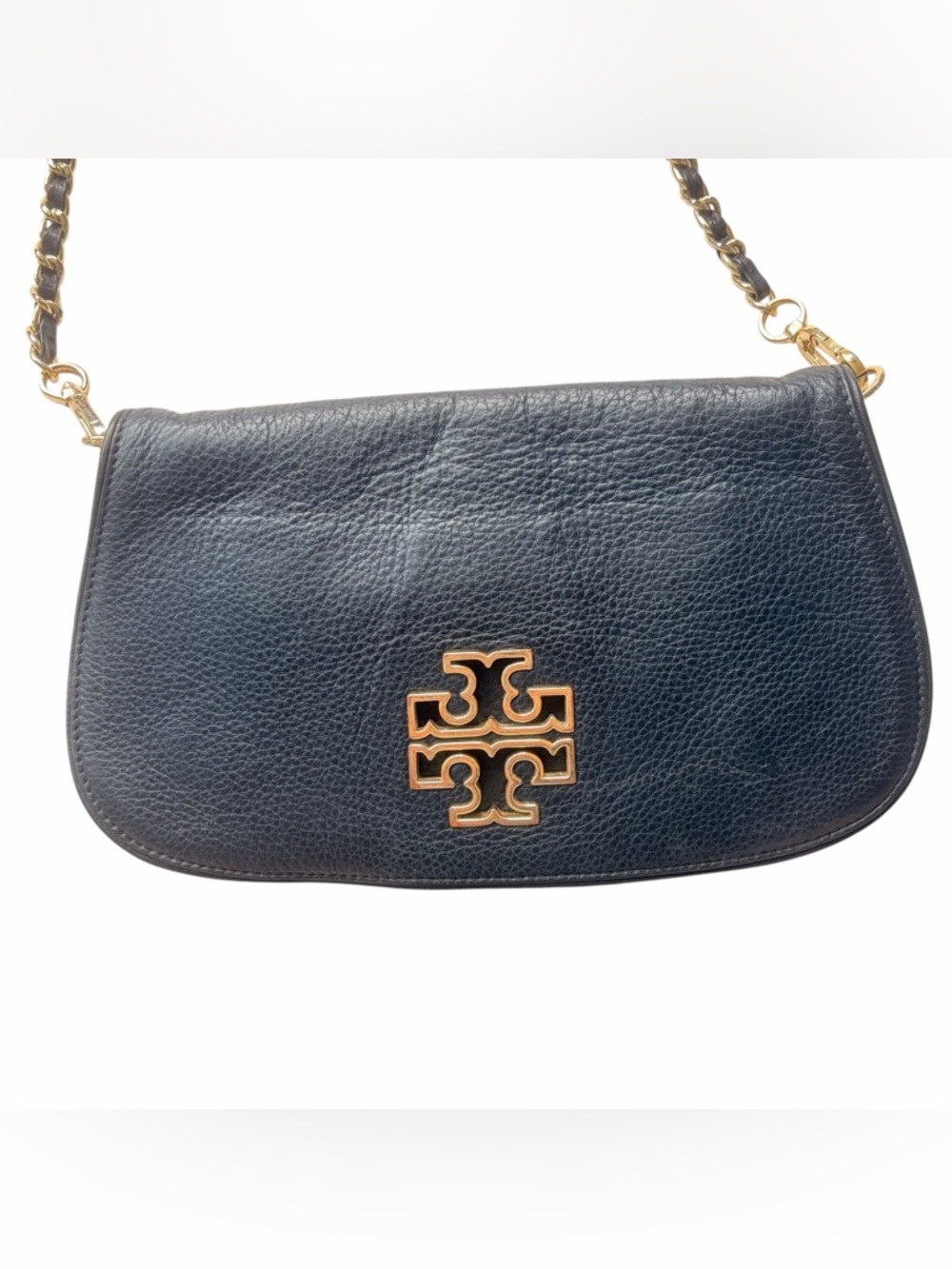 Tory Burch Britten Convertible Clutch Crossbody Black Gold leather bag - Picture 3 of 8